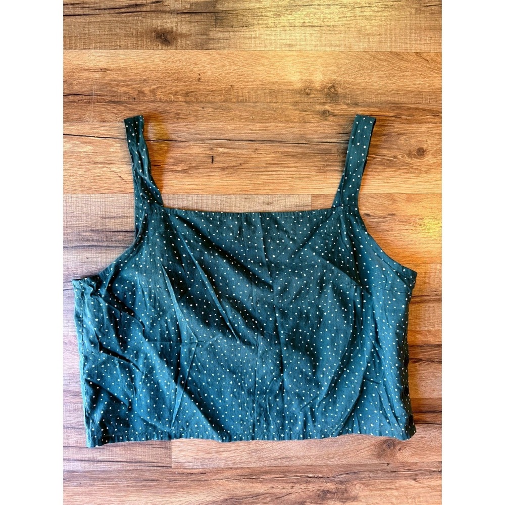 Mollusk California Crop Tank Green Polka Dot Adjustable Straps Buttons W M Surf